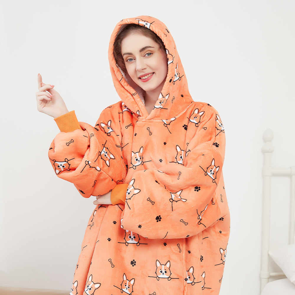 Orange dog  Blanket Hoodie