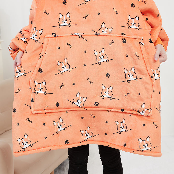 Orange dog  Blanket Hoodie