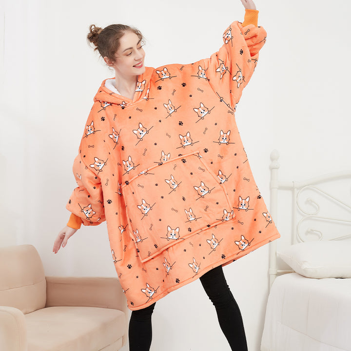 Orange dog  Blanket Hoodie