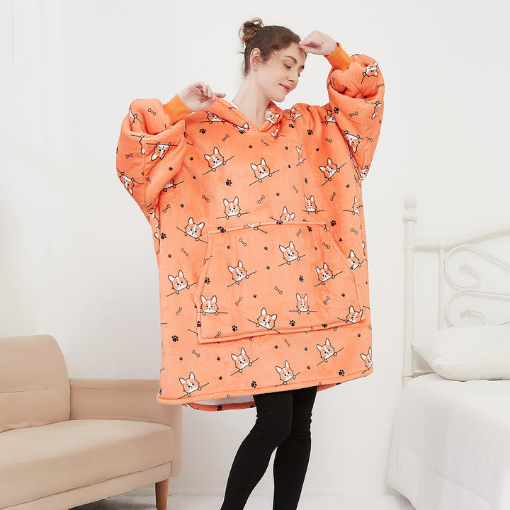 Orange dog  Blanket Hoodie