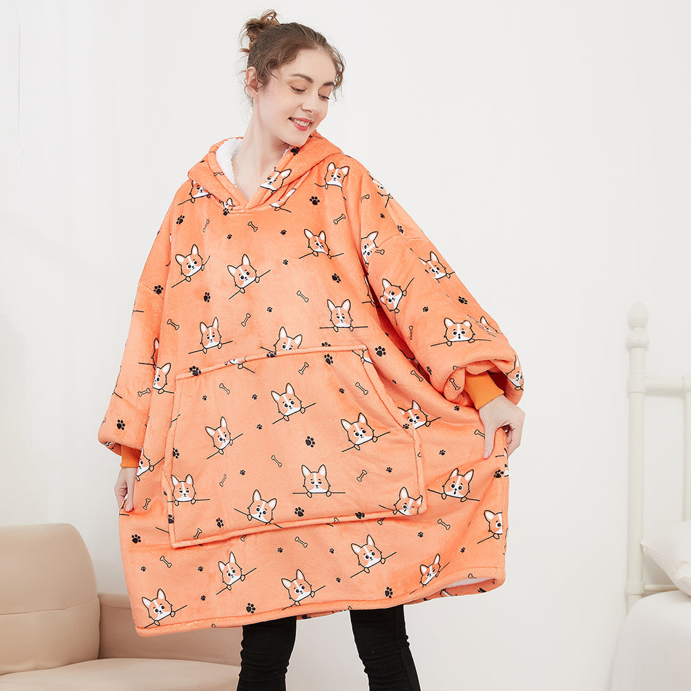 Orange dog  Blanket Hoodie