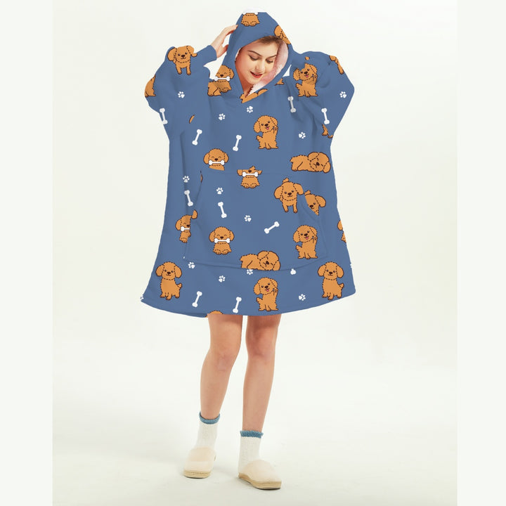 Blue Puppy  Blanket Hoodie