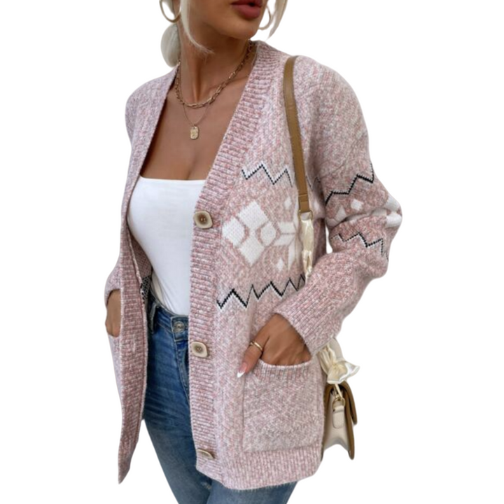 Hearthered Pocketed Button Up Cardigan -Pink