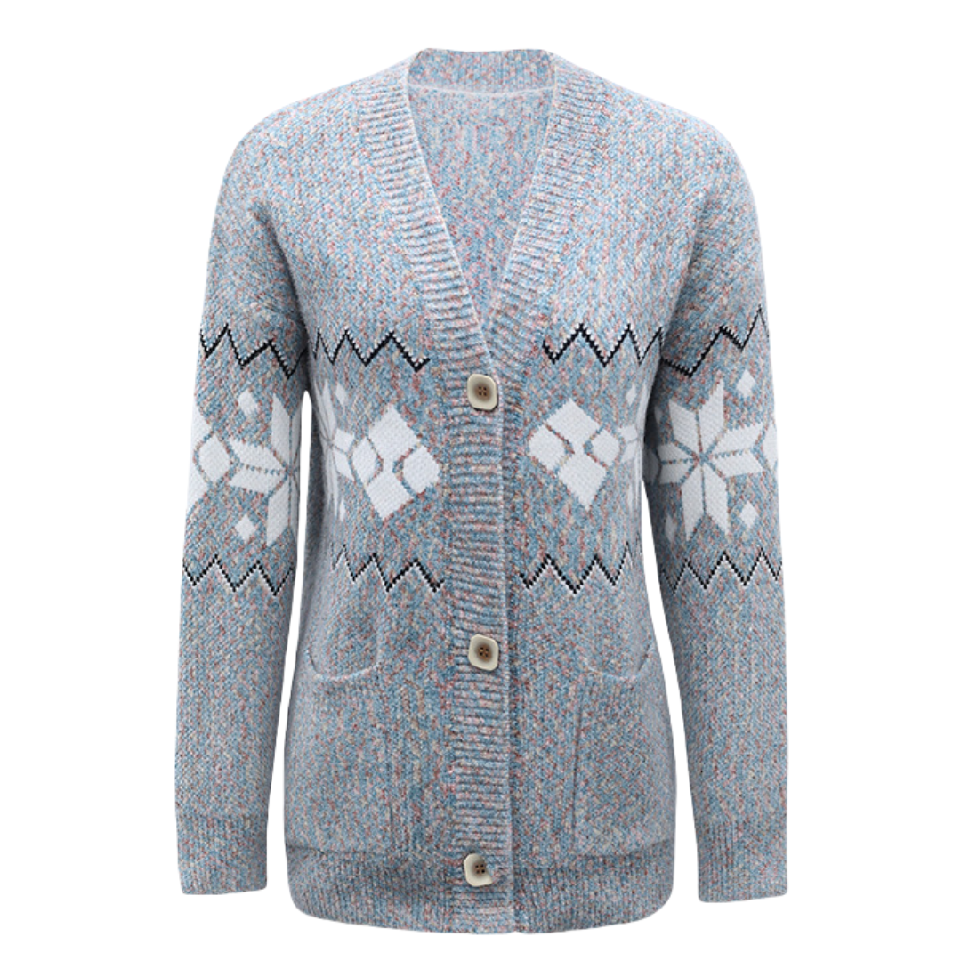 Hearthered Pocketed Button Up Cardigan -Gyey Blue