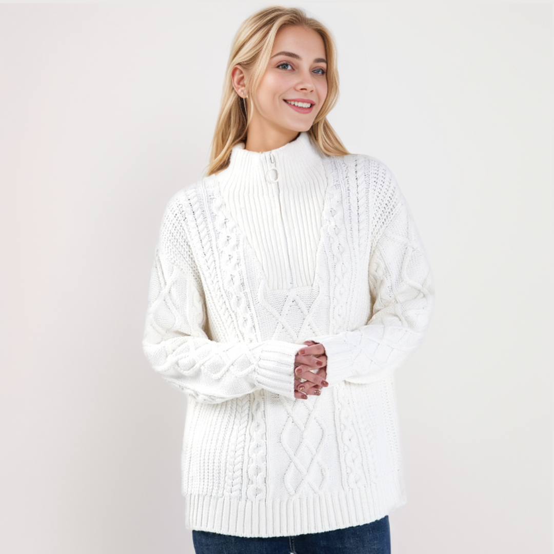 Zip-Up Turtle Neck Jumper