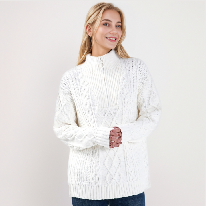 Zip-Up Turtle Neck Jumper