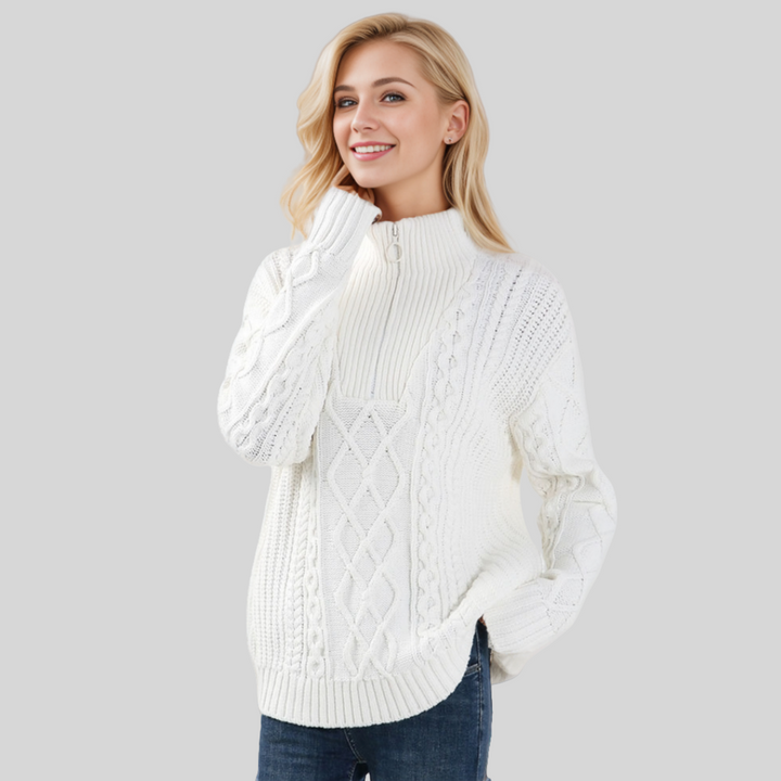 Zip-Up Turtle Neck Jumper